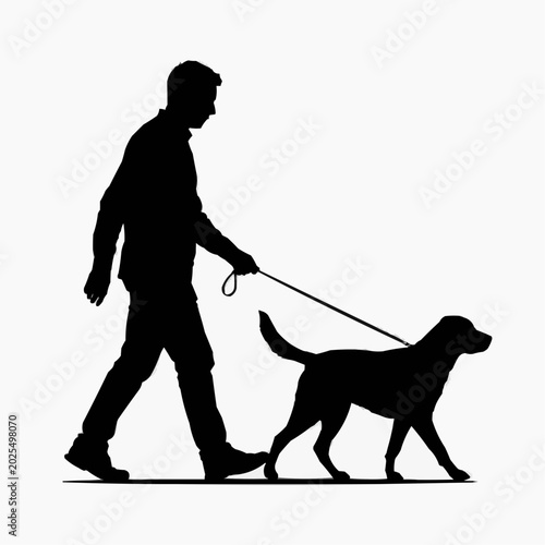 Walking a dog. Silhouette, icon on a transparent background