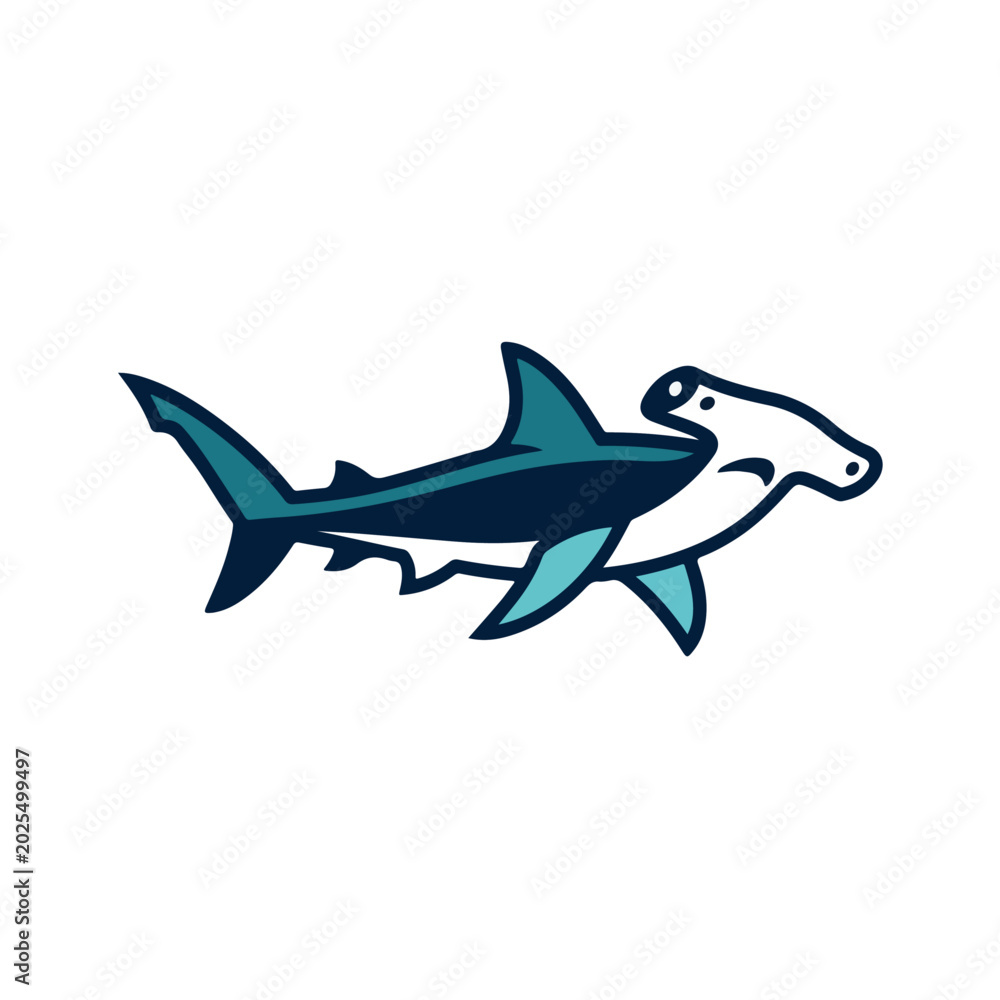 Fototapeta premium Minimalist Hammerhead Shark Vector Logo Template