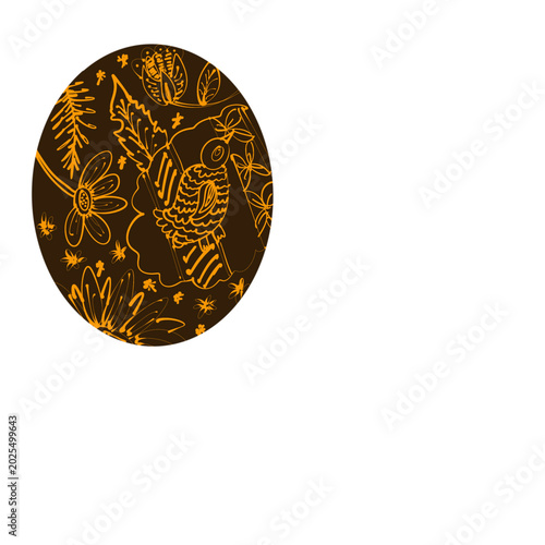 Photos Easter egg with batik motives. Brown color theme.