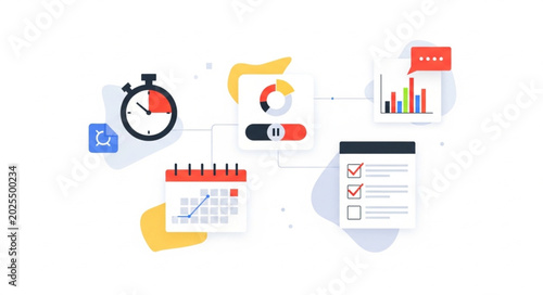 Business planning and time management icons and graphics.
