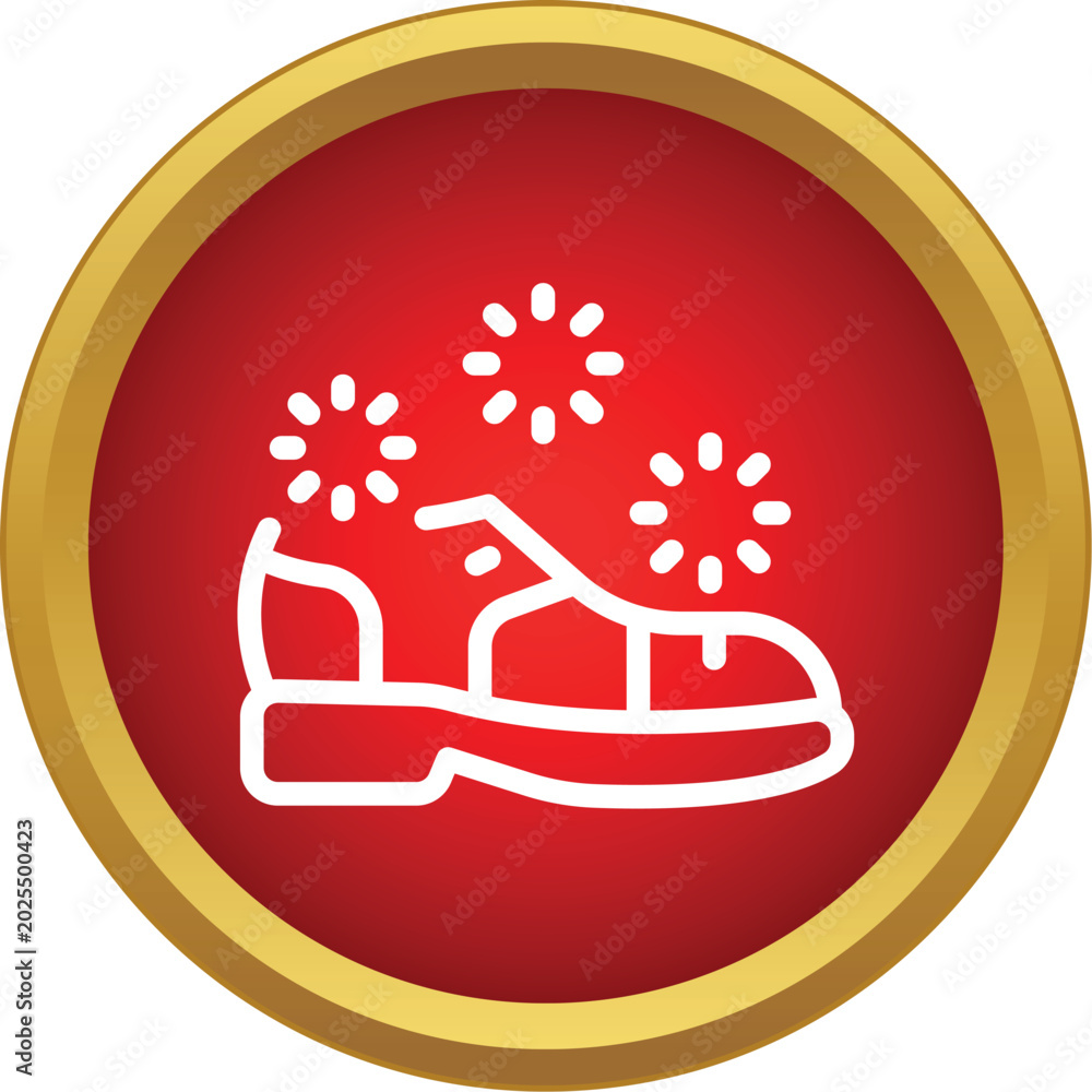Fototapeta premium Magical shoe or footwear icon with sparkles, ideal for enchantment or wizardry concepts