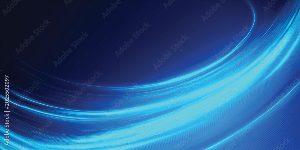 Εκτύπωση καμβά Bold curved blue light streak flowing upwards on a dark background symbolizing d