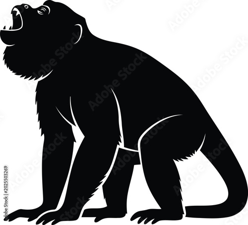 Photography Black monkey silhouette screaming