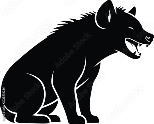 Photos Black wolf sitting and snarling