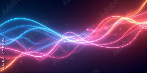 Bild auf Leinwand Abstract blue and black light background featuring futuristic glowing lines, vib