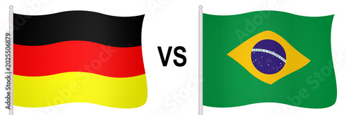 Flags of Germany and Brazil in a football match