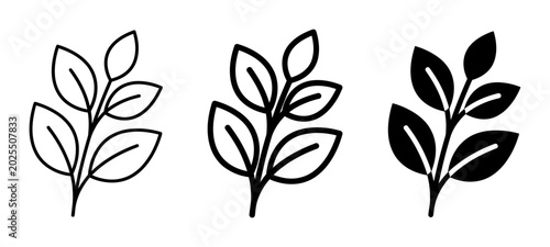 Minimalist Botanical Leaf Branch Icon Set for Eco Design