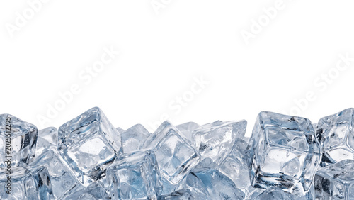 Фотография Clear ice cubes PNG on transparent background, frozen water crystals