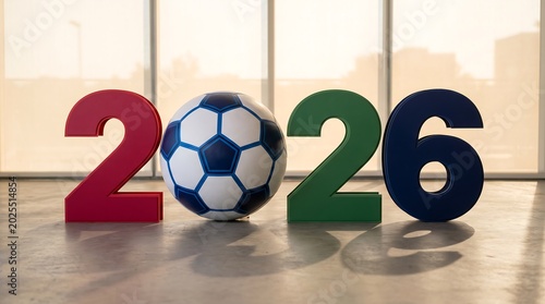 2026 soccer event concept with football ball and numbers