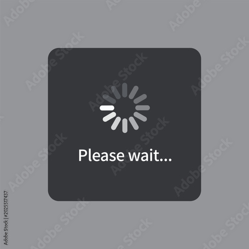 Dark Loading Spinner Modal with Please Wait Text