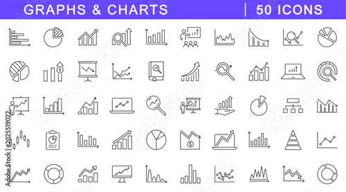 Foto Graph and charts icon set