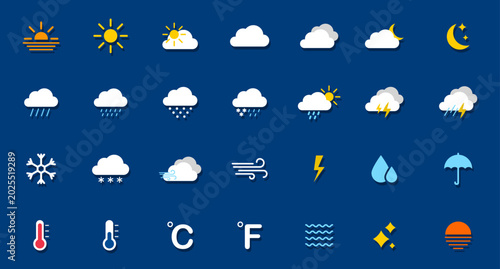 Cuadro en lienzo Weather icon set