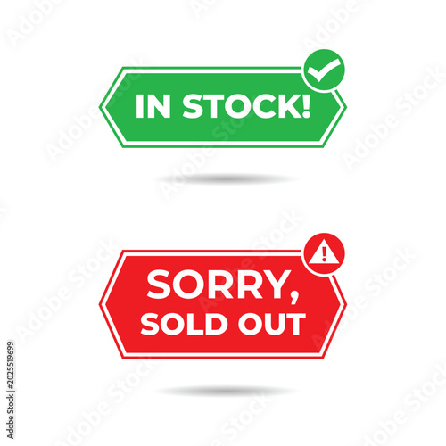 Stock sold out products shop icon badge sign design vector
