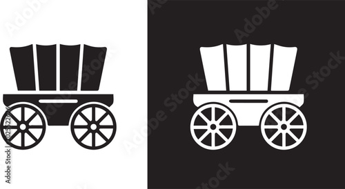 Obraz na płótnie Vintage horse-drawn carriage, horse and carriage, black silhouette, transportati