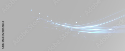 Foto Elegant blue swoosh of light with magical glowing dust