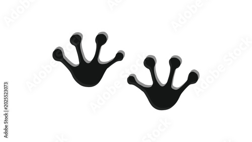 Tableau sur toile Black silhouette frog footprint isolated