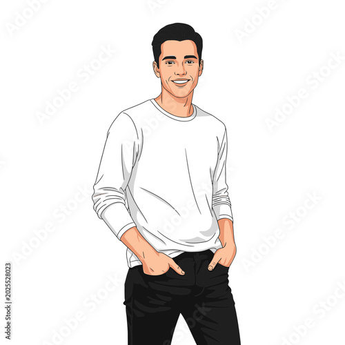 Young Man Standing Confidently with Hands in Pockets 2.