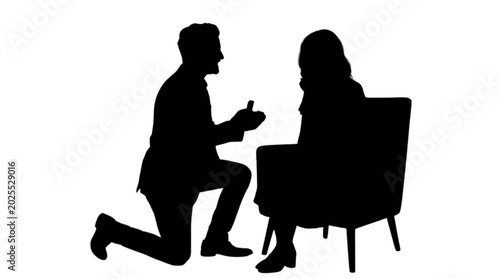 Obraz na płótnie Man proposing to woman with ring isolated on transparent background, Vector