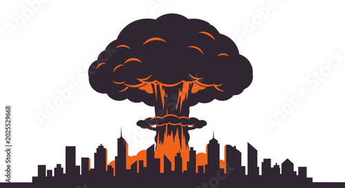 Foto Nuclear Explosion City Skyline Vector Illustration