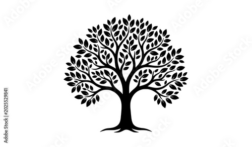 Minimal Tree Silhouette Illustration on White Background for Eco and Botanical Branding