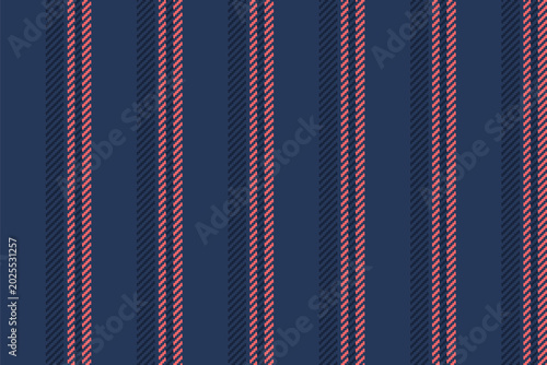 Pndividuality lines stripe background, hobby vector seamless pattern. Tetting texture fabric textile vertical in blue and dark colors.