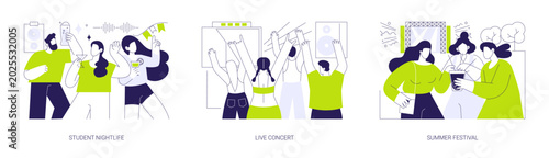 Attending a gig isolated cartoon vector illustrations se