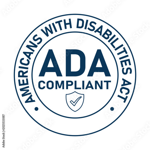 Outline ADA Compliant Certification Seal with Shield Icon for Accessibility