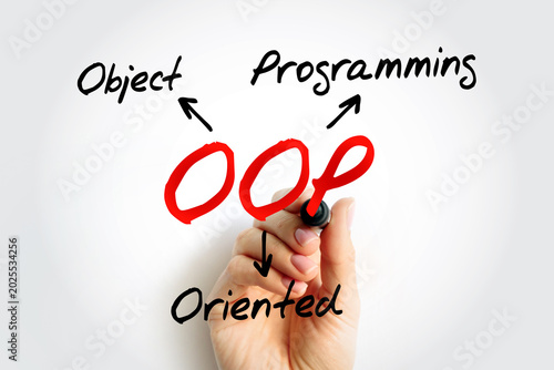 Photos OOP - Object Oriented Programming acronym, technology concept background