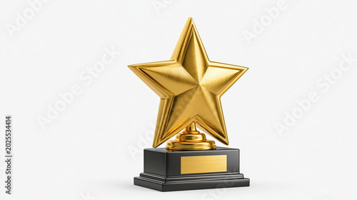 Shiny gold star trophy isolated PNG, award symbol for achievement and recognition