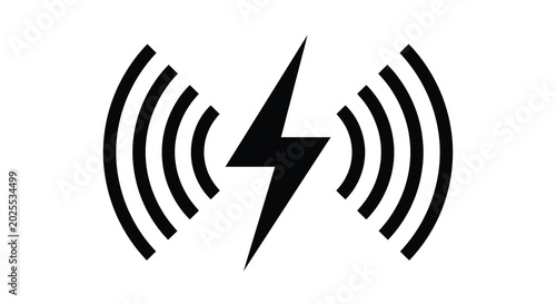 Cuadro en lienzo wireless charging icon with lightning bolt black silhouette