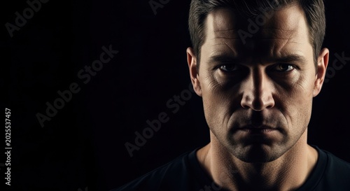 Intense Mans Face with Dramatic Lighting and Shadow 1.