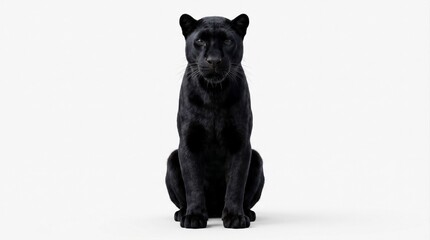 A full-body studio photograph of a grey wolf standing on a white background.