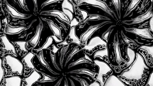 Black and white floral pattern animation background