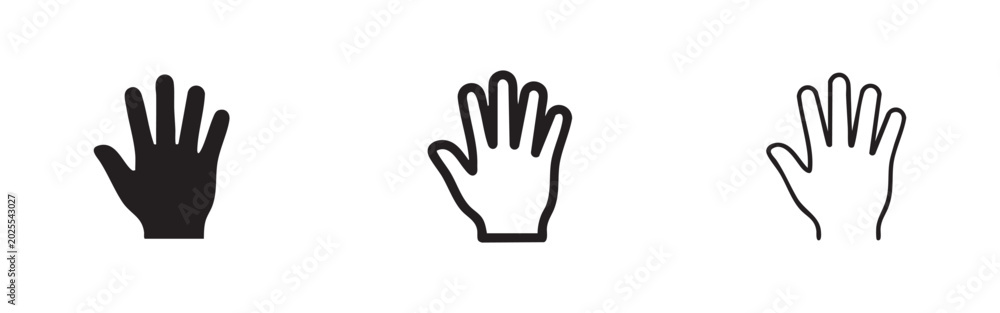 Obraz premium Hand Gesture Icons Set. Open Palm Symbol for Interaction and Presentation.