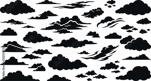Tableau sur toile Black cloud silhouettes collection on a white background