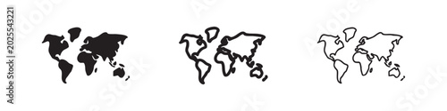 Quadro su tela World Map Icon Set, Vector Illustration of Earth Continents for Travel and Globa