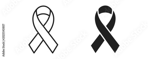 Photos Awareness ribbon support symbol icon in outline and solid silhouette style