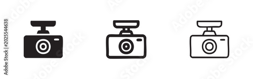 Dashcam icon: solid, outline with fill, and outline