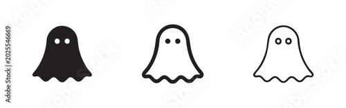 Foto Icon Set: Ghost, Silhouette, Outline, and Filled Outline