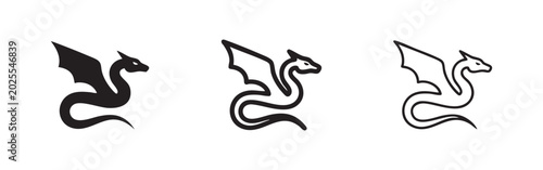 Tableau sur toile Fantasy Dragon Mythology Creature Icons Collection