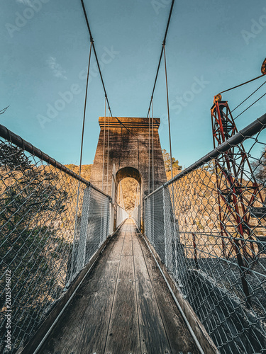 Suspension bridge over water in a national park in Australia 