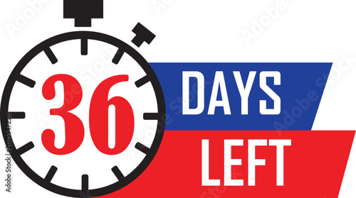Fotografie Thirty six days left countdown badge flat icon