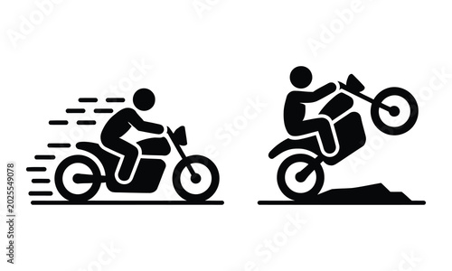 Foto Person riding motorcycle performing wheelie stunt