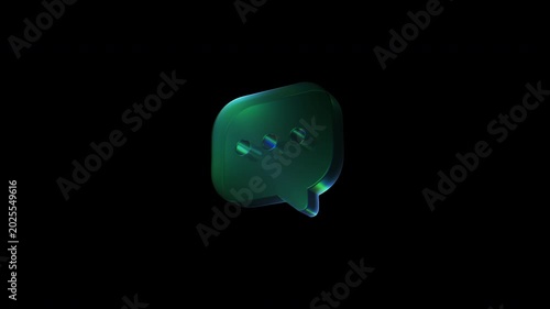 Rotating glass chat speech bubble icon