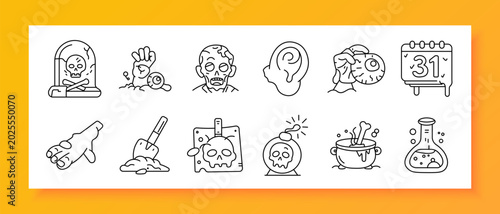 Bild auf Leinwand Halloween horror set icon