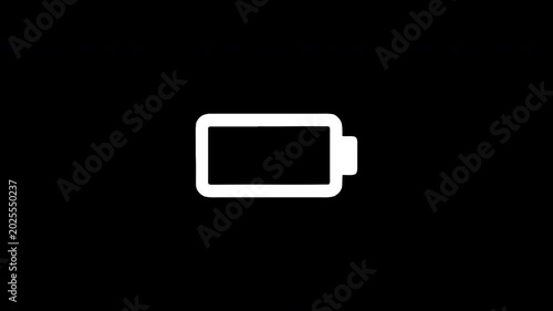Glowing abstract battery icon charging animation