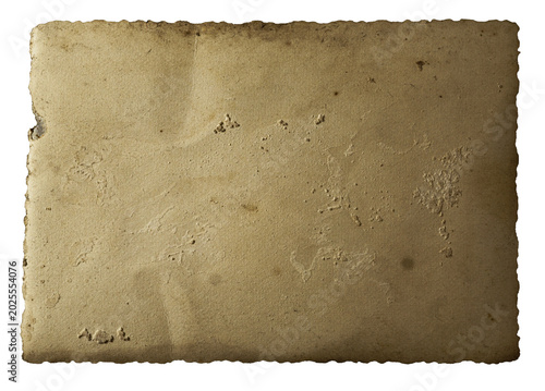 Billede på lærred Embossed antique photo backing with aged paper texture, distressed archival surface and organic vintage edges isolated on transparent background