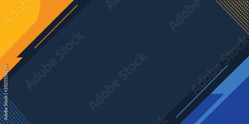 Konstfotografi Dark navy orange blue abstract geometric background with bold diagonal shapes do