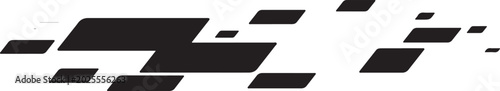 Abstract black geometric shapes and rectangles arranged in a dynamic speed motion pattern