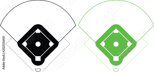 Photos Comparison of a baseball home plate with different visual highlighting technique
